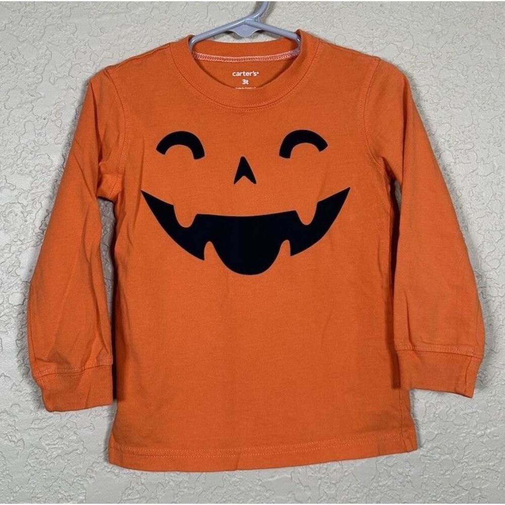 Carter’s Jack O Lantern Pumpkin Halloween Orange Long Sleeve T-Shirt Toddler 3T